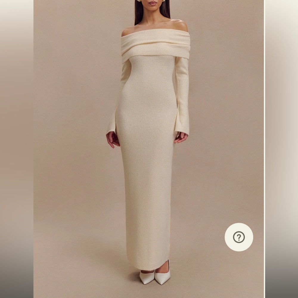 Meshki Katherine Off Shoulder Knit Maxi Dress Ivory M